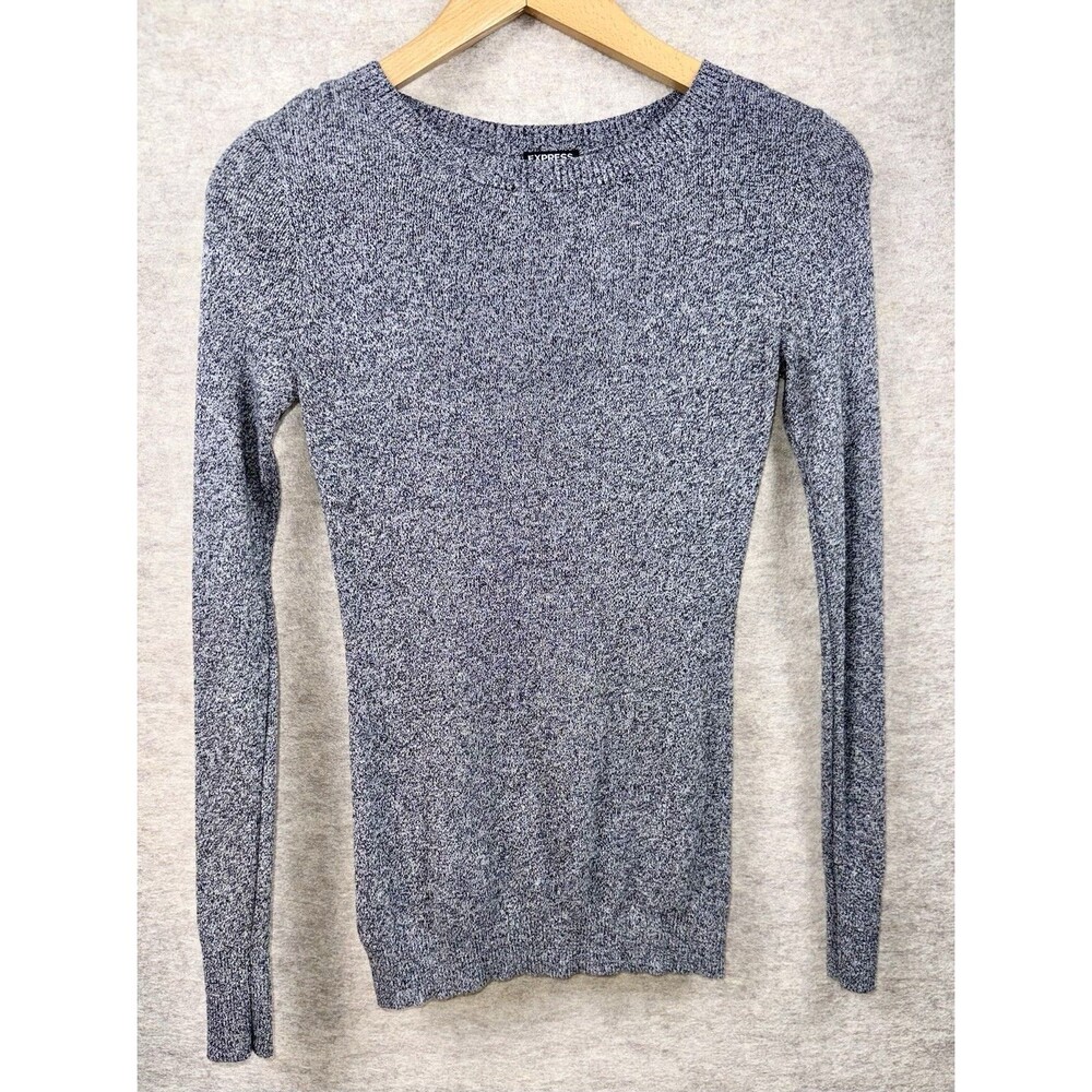 Express Women’s Crew Neck Sweater Tunic Slim Size M Black Heather